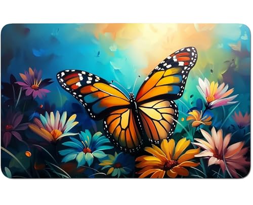 RWUTYTIUL for MTG Card Playmat 24 X 14 Inch with No Zone, Stitched Play Mat for Commander-Board TCG RPG CCG Game Desktop Tablet Mouse Pad for Playing Accessories, Yellow Butterfly von RWUTYTIUL