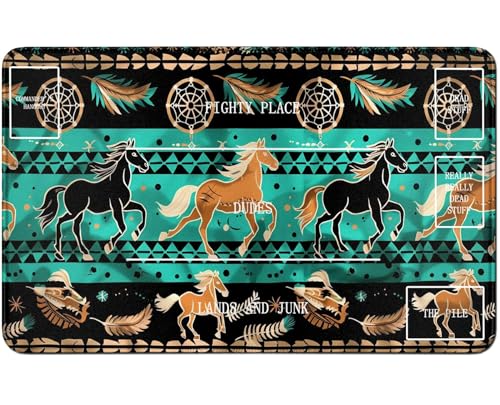 RWUTYTIUL for MTG Card Playmat TCG Playmat Desk Mats 24 X 14 Inch, Stitched Playmat for Commander Board RPG CCG Game Magic The Gathering, Play Mat for Card Game Playing Accessories, Blue Horse von RWUTYTIUL
