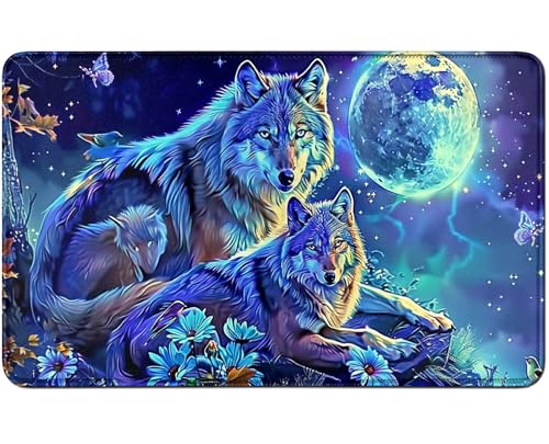 RWUTYTIUL for MTG Card Playmat TCG Playmat Desk Mats 24 X 14 Inch, Stitched Playmat for Commander Board RPG CCG Game Magic The Gathering, Play Mat for Card Game Playing Accessories, Blue Wolf RWUTYTIUL for MTG Card Playmat TCG Playmat Desk Mats 24 X 14 Inch, Stitched Playmat for Commander Board RPG CCG Game Magic The Gathering, Play Mat for Card Game Playing Accessories, Blue Wolf von RWUTYTIUL
