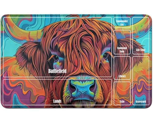 RWUTYTIUL for MTG Card Playmat TCG Playmat Desk Mats 24 X 14 Inch, Stitched Playmat for Commander Board RPG CCG Game Magic The Gathering, Play Mat for Card Game Playing Accessories, Cow RWUTYTIUL for MTG Card Playmat TCG Playmat Desk Mats 24 X 14 Inch, Stitched Playmat for Commander Board RPG CCG Game Magic The Gathering, Play Mat for Card Game Playing Accessories, Cow von RWUTYTIUL