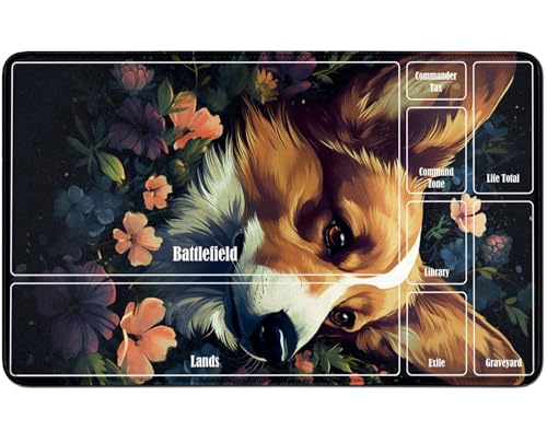 RWUTYTIUL for MTG Card Playmat TCG Playmat Desk Mats 24 X 14 Inch, Stitched Playmat for Commander Board RPG CCG Game Magic The Gathering, Play Mat for Card Game Playing Accessories, Flower Dog RWUTYTIUL for MTG Card Playmat TCG Playmat Desk Mats 24 X 14 Inch, Stitched Playmat for Commander Board RPG CCG Game Magic The Gathering, Play Mat for Card Game Playing Accessories, Flower Dog von RWUTYTIUL