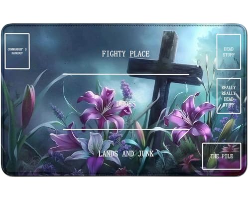 RWUTYTIUL for MTG Card Playmat TCG Playmat Desk Mats 24 X 14 Inch, Stitched Playmat for Commander Board RPG CCG Game Magic The Gathering, Play Mat for Card Game Playing Accessories, Flower von RWUTYTIUL