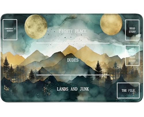 RWUTYTIUL for MTG Card Playmat TCG Playmat Desk Mats 24 X 14 Inch, Stitched Playmat for Commander Board RPG CCG Game Magic The Gathering, Play Mat for Card Game Playing Accessories, Forests Mountains von RWUTYTIUL