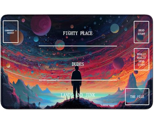 RWUTYTIUL for MTG Card Playmat TCG Playmat Desk Mats 24 X 14 Inch, Stitched Playmat for Commander Board RPG CCG Game Magic The Gathering, Play Mat for Card Game Playing Accessories, Galaxy Man von RWUTYTIUL