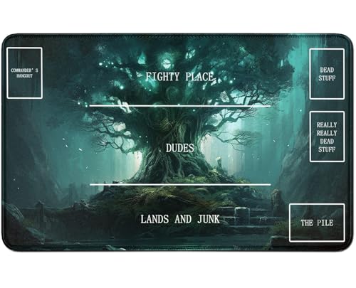 RWUTYTIUL for MTG Card Playmat TCG Playmat Desk Mats 24 X 14 Inch, Stitched Playmat for Commander Board RPG CCG Game Magic The Gathering, Play Mat for Card Game Playing Accessories, Green Tree von RWUTYTIUL