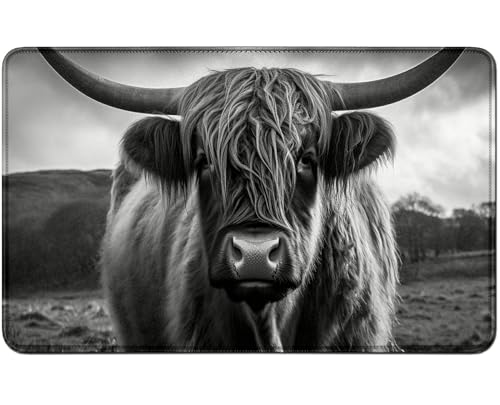 RWUTYTIUL for MTG Card Playmat TCG Playmat Desk Mats 24 X 14 Inch, Stitched Playmat for Commander Board RPG CCG Game Magic The Gathering, Play Mat for Card Game Playing Accessories, Grey Cattle von RWUTYTIUL