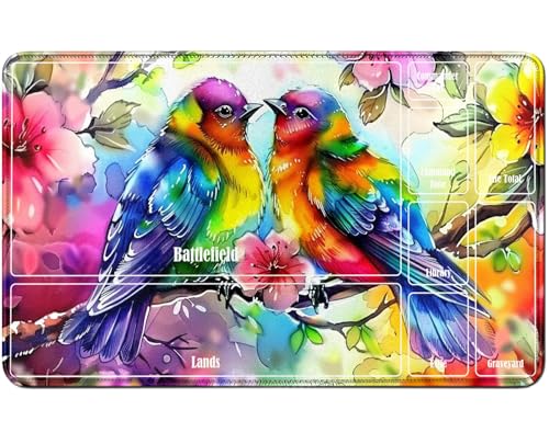 RWUTYTIUL for MTG Card Playmat TCG Playmat Desk Mats 24 X 14 Inch, Stitched Playmat for Commander Board RPG CCG Game Magic The Gathering, Play Mat for Card Game Playing Accessories, Hummingbird von RWUTYTIUL