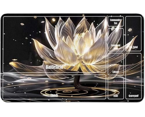 RWUTYTIUL for MTG Card Playmat TCG Playmat Desk Mats 24 X 14 Inch, Stitched Playmat for Commander Board RPG CCG Game Magic The Gathering, Play Mat for Card Game Playing Accessories, Lotus von RWUTYTIUL