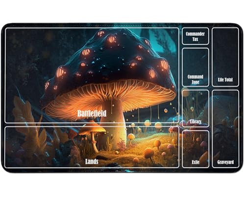 RWUTYTIUL for MTG Card Playmat TCG Playmat Desk Mats 24 X 14 Inch, Stitched Playmat for Commander Board RPG CCG Game Magic The Gathering, Play Mat for Card Game Playing Accessories, Mushroom von RWUTYTIUL