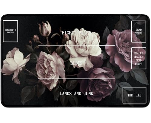 RWUTYTIUL for MTG Card Playmat TCG Playmat Desk Mats 24 X 14 Inch, Stitched Playmat for Commander Board RPG CCG Game Magic The Gathering, Play Mat for Card Game Playing Accessories, Peony Flower von RWUTYTIUL