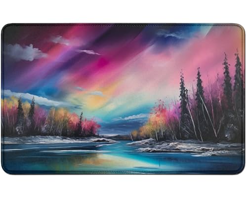 RWUTYTIUL for MTG Card Playmat TCG Playmat Desk Mats 24 X 14 Inch, Stitched Playmat for Commander Board RPG CCG Game Magic The Gathering, Play Mat for Card Game Playing Accessories, Pink Creek von RWUTYTIUL