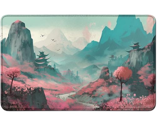 RWUTYTIUL for MTG Card Playmat TCG Playmat Desk Mats 24 X 14 Inch, Stitched Playmat for Commander Board RPG CCG Game Magic The Gathering, Play Mat for Card Game Playing Accessories, Pink Forest von RWUTYTIUL
