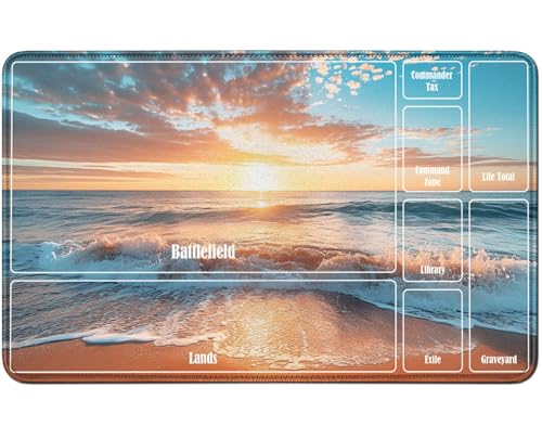 RWUTYTIUL for MTG Card Playmat TCG Playmat Desk Mats 24 X 14 Inch, Stitched Playmat for Commander Board RPG CCG Game Magic The Gathering, Play Mat for Card Game Playing Accessories, Sandy Beach von RWUTYTIUL