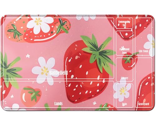 RWUTYTIUL for MTG Card Playmat TCG Playmat Desk Mats 24 X 14 Inch, Stitched Playmat for Commander Board RPG CCG Game Magic The Gathering, Play Mat for Card Game Playing Accessories, Strawberry RWUTYTIUL for MTG Card Playmat TCG Playmat Desk Mats 24 X 14 Inch, Stitched Playmat for Commander Board RPG CCG Game Magic The Gathering, Play Mat for Card Game Playing Accessories, Strawberry von RWUTYTIUL