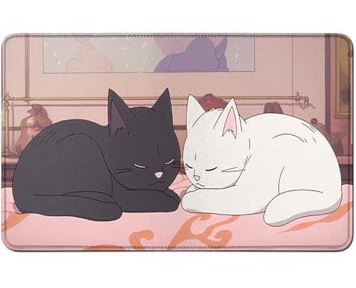 RWUTYTIUL for MTG Card Playmat TCG Playmat Desk Mats 24 X 14 Inch, Stitched Playmat for Commander Board RPG CCG Game Magic The Gathering, Play Mat for Card Game Playing Accessories, Two Cats von RWUTYTIUL