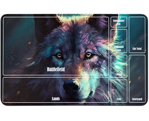 RWUTYTIUL for MTG Card Playmat TCG Playmat Desk Mats 24 X 14 Inch, Stitched Playmat for Commander Board RPG CCG Game Magic The Gathering, Play Mat for Card Game Playing Accessories, Wolf RWUTYTIUL for MTG Card Playmat TCG Playmat Desk Mats 24 X 14 Inch, Stitched Playmat for Commander Board RPG CCG Game Magic The Gathering, Play Mat for Card Game Playing Accessories, Wolf von RWUTYTIUL