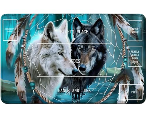RWUTYTIUL for MTG Card Playmat TCG Playmat Desk Mats 24 X 14 Inch, Stitched Playmat for Commander Board RPG CCG Game Magic The Gathering, Play Mat for Card Game Playing Accessories, Wolf RWUTYTIUL for MTG Card Playmat TCG Playmat Desk Mats 24 X 14 Inch, Stitched Playmat for Commander Board RPG CCG Game Magic The Gathering, Play Mat for Card Game Playing Accessories, Wolf von RWUTYTIUL