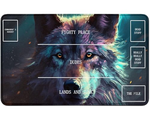 RWUTYTIUL for MTG Card Playmat TCG Playmat Desk Mats 24 X 14 Inch, Stitched Playmat for Commander Board RPG CCG Game Magic The Gathering, Play Mat for Card Game Playing Accessories, Wolf RWUTYTIUL for MTG Card Playmat TCG Playmat Desk Mats 24 X 14 Inch, Stitched Playmat for Commander Board RPG CCG Game Magic The Gathering, Play Mat for Card Game Playing Accessories, Wolf von RWUTYTIUL