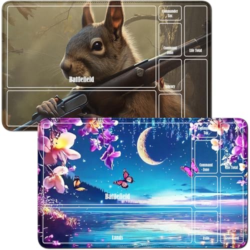RWUTYTIUL for Moon Wave Flower MTG Card Playmat & Squirrels Playmat Desk Mats 2-teiliges Set, 61 x 35,6 cm, genähte Spielmatte für Commander-Board, TCG, RPG, CCG, Spielmatte für Kartenspiel RWUTYTIUL for Moon Wave Flower MTG Card Playmat & Squirrels Playmat Desk Mats 2-teiliges Set, 61 x 35,6 cm, genähte Spielmatte für Commander-Board, TCG, RPG, CCG, Spielmatte für Kartenspiel von RWUTYTIUL