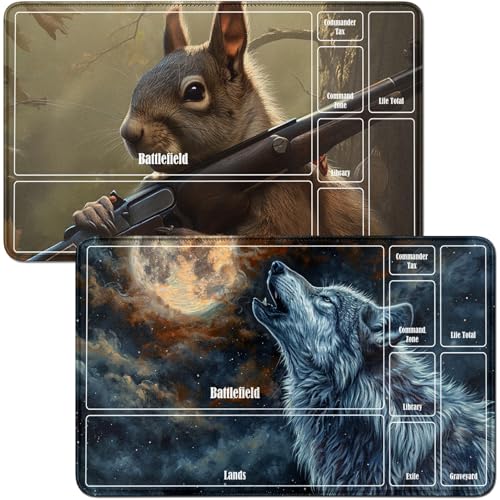 RWUTYTIUL for Moon Wolf MTG-Karten-Spielmatte und Eichhörnchen, Spielmatte, Schreibtischunterlagen, 2-teiliges Set, 61 x 35,6 cm, genähte Spielmatte für Commander-Board, TCG, RPG, CCG, Spielmatte für RWUTYTIUL for Moon Wolf MTG-Karten-Spielmatte und Eichhörnchen, Spielmatte, Schreibtischunterlagen, 2-teiliges Set, 61 x 35,6 cm, genähte Spielmatte für Commander-Board, TCG, RPG, CCG, Spielmatte für von RWUTYTIUL