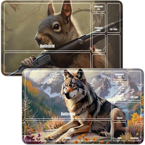 RWUTYTIUL for Mountain Wolf MTG-Karten-Spielmatte und Eichhörnchen, Spielmatte, Schreibtischunterlagen, 2-teiliges Set, 61 x 35,6 cm, genähte Spielmatte für Commander-Board, TCG, RPG, CCG, Spielmatte RWUTYTIUL for Mountain Wolf MTG-Karten-Spielmatte und Eichhörnchen, Spielmatte, Schreibtischunterlagen, 2-teiliges Set, 61 x 35,6 cm, genähte Spielmatte für Commander-Board, TCG, RPG, CCG, Spielmatte von RWUTYTIUL
