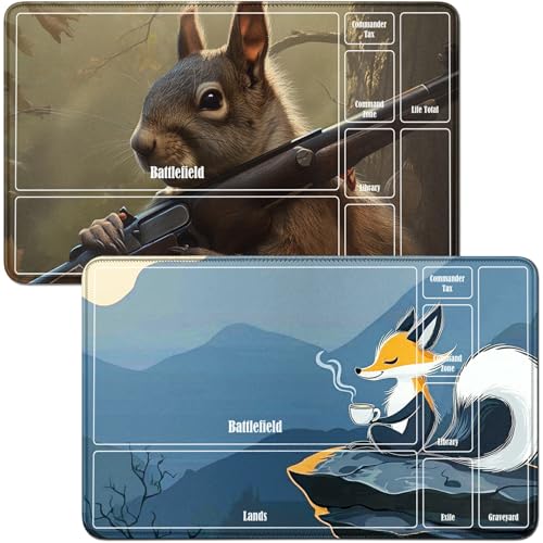 RWUTYTIUL for Mountain for Fox MTG-Karten-Spielmatte und Eichhörnchen, Spielmatte, Schreibtischunterlagen, 2-teiliges Set, 61 x 35,6 cm, genähte Spielmatte für Commander-Board, TCG, RPG, CCG RWUTYTIUL for Mountain for Fox MTG-Karten-Spielmatte und Eichhörnchen, Spielmatte, Schreibtischunterlagen, 2-teiliges Set, 61 x 35,6 cm, genähte Spielmatte für Commander-Board, TCG, RPG, CCG von RWUTYTIUL