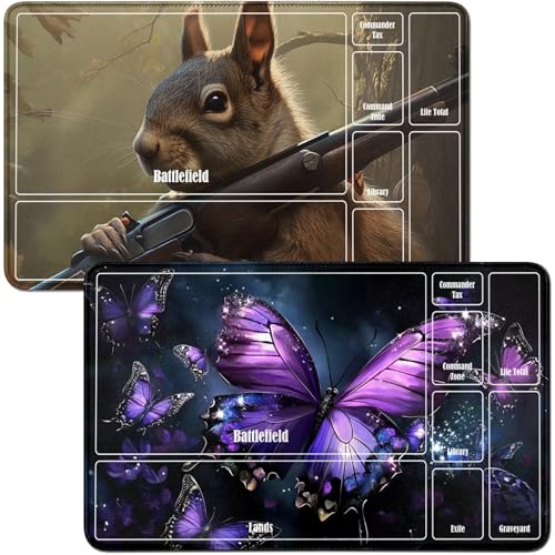 RWUTYTIUL for Purple Butterfly 01 MTG Card Playmat & Squirrels Playmat Desk Mats 2-teiliges Set, 61 x 35 cm, genähte Spielmatte für Commander-Board, TCG, RPG, CCG, Spielmatte für Kartenspiel RWUTYTIUL for Purple Butterfly 01 MTG Card Playmat & Squirrels Playmat Desk Mats 2-teiliges Set, 61 x 35 cm, genähte Spielmatte für Commander-Board, TCG, RPG, CCG, Spielmatte für Kartenspiel von RWUTYTIUL