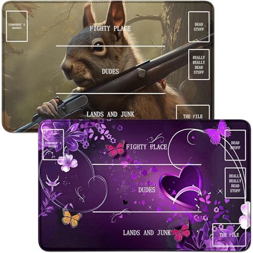 RWUTYTIUL for Purple Butterfly MTG Card Playmat & Squirrels Playmat Desk Mats 2-teiliges Set, 61 x 35,6 cm, genähte Spielmatte für Commander-Board, TCG, RPG, CCG, Spielmatte für Kartenspiel RWUTYTIUL for Purple Butterfly MTG Card Playmat & Squirrels Playmat Desk Mats 2-teiliges Set, 61 x 35,6 cm, genähte Spielmatte für Commander-Board, TCG, RPG, CCG, Spielmatte für Kartenspiel von RWUTYTIUL