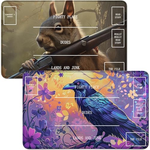 RWUTYTIUL for Purple Flower Blackhawk MTG Card Playmat & Squirrels Playmat Desk Mats 2-teiliges Set, 61 x 35 cm, genähte Spielmatte für Commander-Board TCG CCG, Spielmatte für Kartenspiel RWUTYTIUL for Purple Flower Blackhawk MTG Card Playmat & Squirrels Playmat Desk Mats 2-teiliges Set, 61 x 35 cm, genähte Spielmatte für Commander-Board TCG CCG, Spielmatte für Kartenspiel von RWUTYTIUL