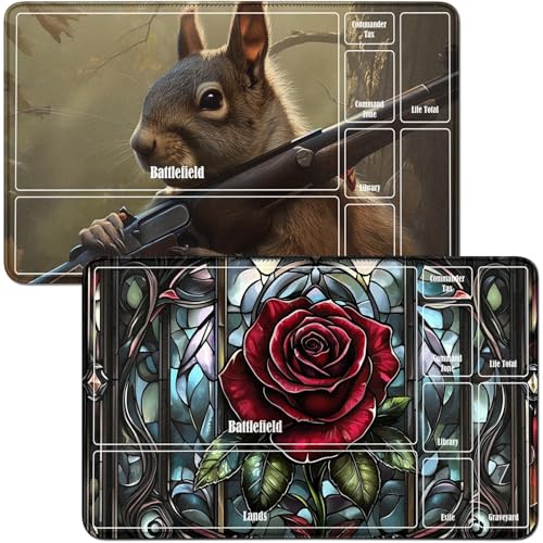 RWUTYTIUL for Red Rose 02 MTG Card Playmat & Eichhörnchen, Spielmatte, Schreibtischunterlagen, 2-teiliges Set, 61 x 35,6 cm, genähte Spielmatte für Commander-Board, TCG, RPG, CCG, Spielmatte für RWUTYTIUL for Red Rose 02 MTG Card Playmat & Eichhörnchen, Spielmatte, Schreibtischunterlagen, 2-teiliges Set, 61 x 35,6 cm, genähte Spielmatte für Commander-Board, TCG, RPG, CCG, Spielmatte für von RWUTYTIUL