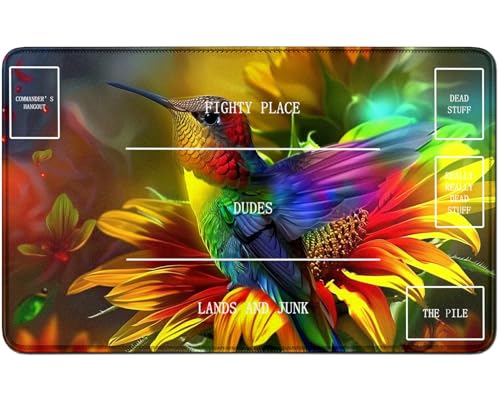 for MTG Card Playmat TCG Playmat Desk Mats 24 X 14 Inch, Stitched Playmat for Commander Board RPG CCG Game Magic The Gathering, Play Mat for Card Game Playing Accessories, Hummingbird Flower for MTG Card Playmat TCG Playmat Desk Mats 24 X 14 Inch, Stitched Playmat for Commander Board RPG CCG Game Magic The Gathering, Play Mat for Card Game Playing Accessories, Hummingbird Flower von RWUTYTIUL