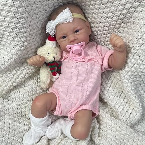 RXDOLL 17 Zoll Realistische Reborn Puppen Elijah Girl Weicher Körper Lebensechte Neugeborene Babypuppen, die echt aussehen Silikon Babies Puppe Handgemachtes Spielzeug für Kinder Mädchen Geschenke von RXDOLL
