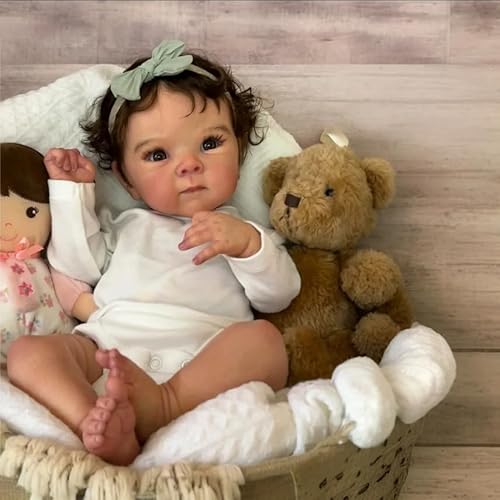 RXDOLL 18 Zoll 45 cm Anatomisch Korrekte Reborn Baby Puppen Realistische Weiche Silikon Vinyl Körper Mädchen Handmade Lifelike Neugeborene Bebe Wasserdicht mit Fütterung Spielzeug Geschenke von RXDOLL