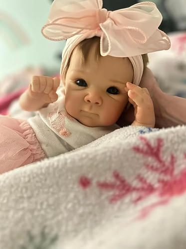 RXDOLL 18 Zoll 45 cm Anatomisch Korrekte Reborn Baby Puppen Realistische Weiche Silikon Vinyl Körper Mädchen Real Life Neugeborene Bebe Wasserdicht mit Fütterung Spielzeug Geschenke von RXDOLL