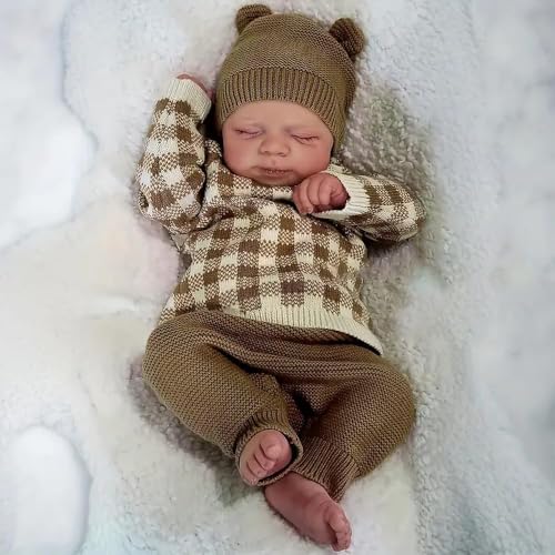 RXDOLL 18 Zoll 45 cm Reborn Baby Puppen Realistische Gewichtete Handgemachte Weiche Tuch Körper Schlafen Lebensechte Neugeborene Bebe Puppe mit Fütterung Spielzeug Geschenke für Kinder Alter 3+ von RXDOLL