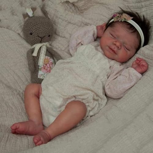 RXDOLL 18 Zoll Real Life Reborn Babypuppen Silikon Ganzkörper Mädchen Schlafen Realistische Neugeborene Puppe Wasserdicht Anatomisch Korrekte Babypuppen, die echt aussehen für Mädchen ab 3 Jahren von RXDOLL