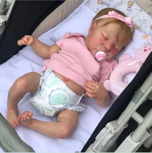 RXDOLL 19 Zoll 48 cm Anatomisch Korrekte Reborn Baby Puppen Realistische Weiche Silikon Vinyl Körper Schlafen Mädchen Handgemachte Gewichtete wasserdichte Neugeborene Bebe Spielzeug Geschenke von RXDOLL