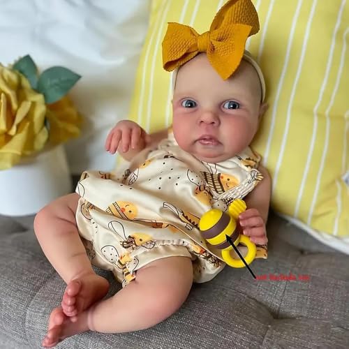 RXDOLL 19 Zoll 48 cm Realistische Reborn Baby Puppe Weiches Tuch Körper Gewichtete Handgemachte lebensechte bemalte Haar Neugeborene Bebe Geschenke mit Fütterungsspielzeug für Kinder Alter 3+ von RXDOLL