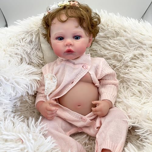 RXDOLL 19 Zoll Reborn Baby Puppen Mädchen Niedliche Realistische Baby Puppe Ganzkörper Silikon Anatomisch Korrekt Lebensechte Neugeborene Babys Kleinkind Mädchen Geschenke für Alter 3+ von RXDOLL