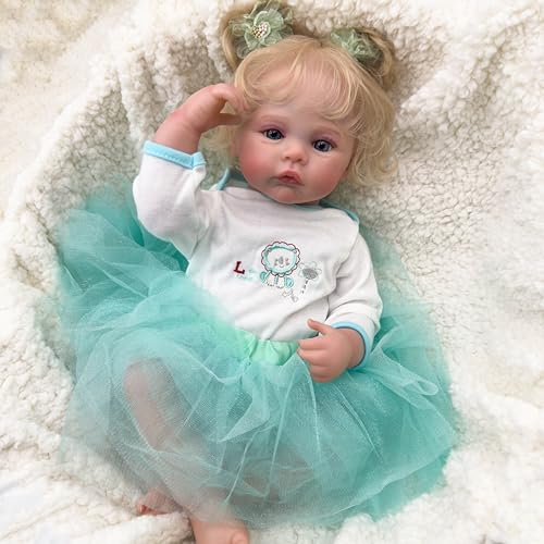 RXDOLL 19 Zoll Reborn Babypuppen Silikon Ganzkörper Mädchen Wasserdicht Realistische Babypuppen Die Echte Vinyl Babys Neugeborene Puppe Mit Blauen Augen Blond Haar Für Kinder Ab 3 Jahren RXDOLL 19 Zoll Reborn Babypuppen Silikon Ganzkörper Mädchen Wasserdicht Realistische Babypuppen Die Echte Vinyl Babys Neugeborene Puppe Mit Blauen Augen Blond Haar Für Kinder Ab 3 Jahren von RXDOLL