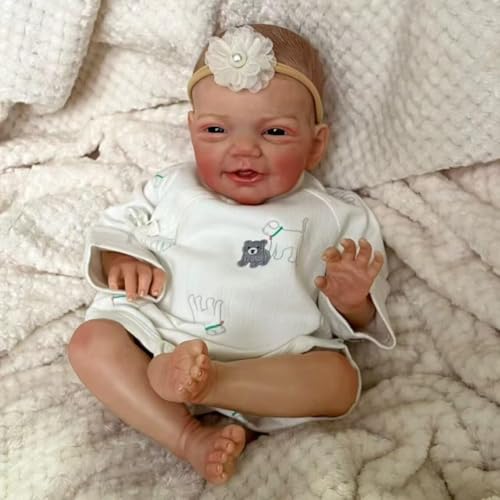 RXDOLL 20 Zoll 50 cm Anatomisch Korrekte Reborn Baby Puppen Realistische Weiche Silikon Vinyl Körper Mädchen Lächeln Handgemachte Gewichtete wasserdichte Neugeborene Bebe Spielzeug Geschenke von RXDOLL