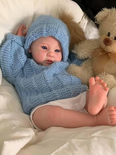 RXDOLL 20 Zoll 50 cm Realistische Reborn Baby Puppe Weicher Tuch Körper Handgemachte lebensechte Wurzelhaar Neugeborene Bebe Geschenke mit Fütterungsspielzeug für Kinder Alter 3+ von RXDOLL