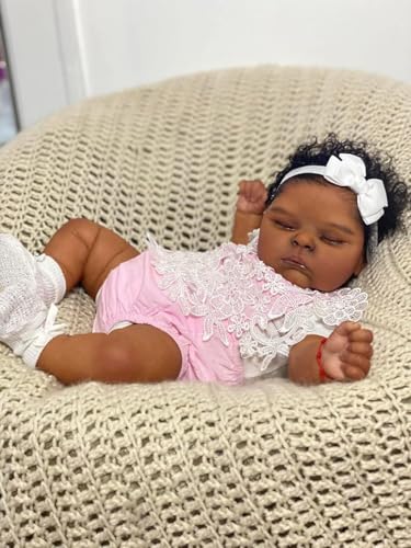 RXDOLL 20 Zoll Afroamerikanische Reborn Babypuppen Silikon Ganzkörper Schwarz Mädchen Realistische Neugeborene Puppe Anatomisch Korrekt Schwarz Babypuppe Mädchen mit Fütterungsspielzeug RXDOLL 20 Zoll Afroamerikanische Reborn Babypuppen Silikon Ganzkörper Schwarz Mädchen Realistische Neugeborene Puppe Anatomisch Korrekt Schwarz Babypuppe Mädchen mit Fütterungsspielzeug von RXDOLL