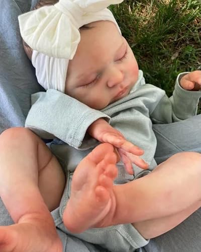 RXDOLL 20 Zoll Asleep Reborn Babypuppen Silikon Ganzkörper Mädchen Anatomisch Korrekt Realistische Babypuppen, die echt aussehen Neugeborene Silikon Babies Puppe Laura von RXDOLL