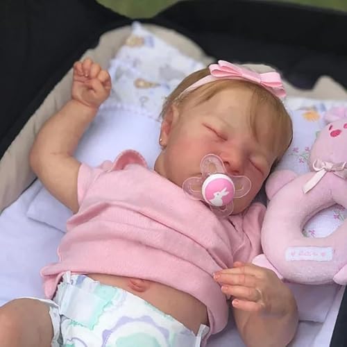 RXDOLL 20 Zoll Asleep Reborn Babypuppen Silikon Ganzkörper Mädchen Anatomisch Korrekt Realistische Babypuppen, die echt aussehen Neugeborene Silikon Babies Puppe Laura von RXDOLL
