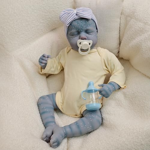 RXDOLL 20 Zoll Reborn Babypuppen Avatar Loulou Realistische Neugeborene Puppe Mädchen Weicher Tuchkörper Lebensechte Avatar Babypuppen, die echt aussehen Silikon Babys Schlafelf Puppe von RXDOLL