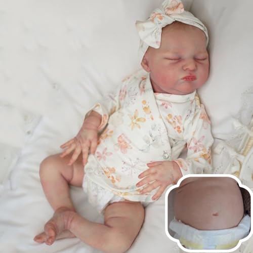 RXDOLL 20 Zoll Reborn Babypuppen Silikon Ganzkörper Mädchen Realistische Babypuppe Anatomisch Korrekte Lebensechte Schlafende Reborn Puppen, die echt aussehen Neugeborene Babys Puppe von RXDOLL