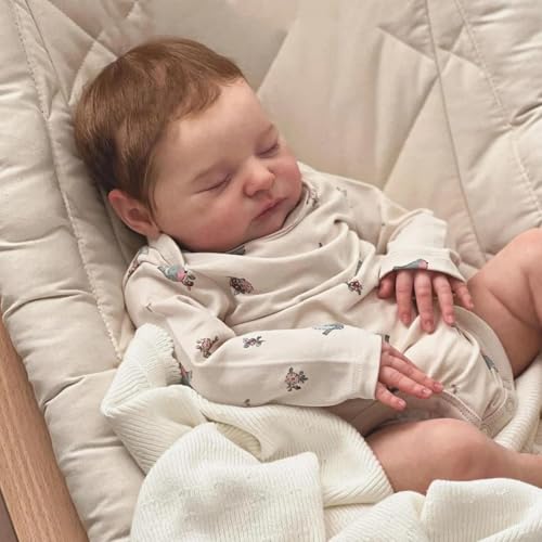 RXDOLL 20 Zoll Reborn Babypuppen Silikon Ganzkörper Mädchen Realistische Neugeborene Puppe Wasserdicht Lebensechte Babypuppen, die echt schlafende Babies Puppe mit verwurzeltem Haar aussehen von RXDOLL