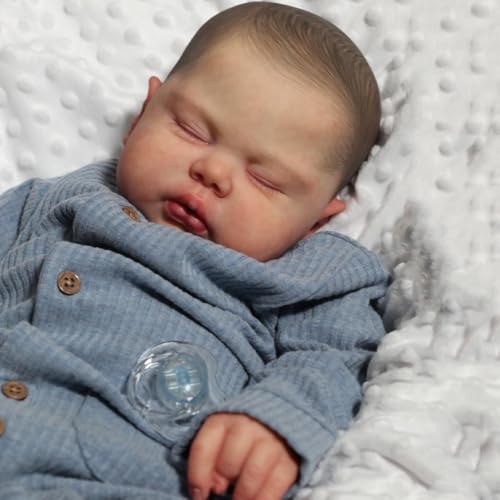RXDOLL 24 Zoll 60CM Große Größe Reborn Kleinkind Junge Realistische Reborn Baby Puppen Stoff Körper Lebensechte Babypuppen Die echt Aussehen Weichen Silikon Babys Toddler Puppe von RXDOLL