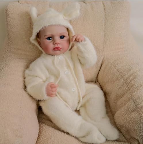 RXDOLL 48 cm Anatomisch Korrekte Reborn Baby Puppen Realistische Weiche Silikon Vinyl Körper Mädchen Handmade Lifelike Neugeborene Bebe Wasserdicht mit Fütterung Spielzeug Geschenke von RXDOLL